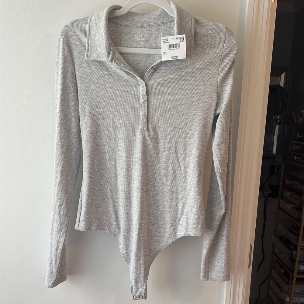 American Eagle Outfitters Light Gray Bodysuit